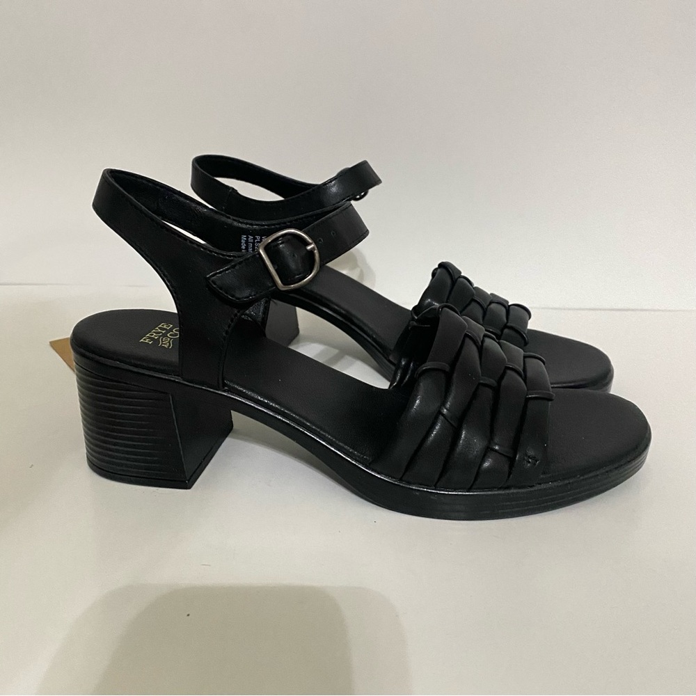 NEW Frye and Co. Westmont Stacked Heeled Black Sandals size 10